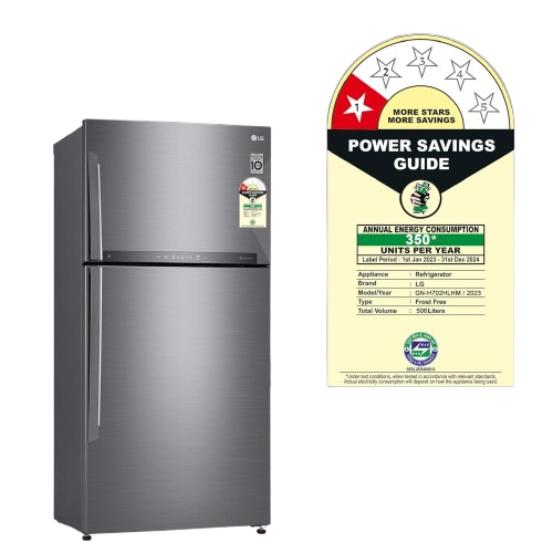 LG 506 L 1 Star Frost Free Inverter Wi-Fi Double Door Refrigerator (2023 Model, GN-H702HLHM, Platinum Silver3, With Hygiene Fresh+ & Door Cooling+)