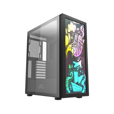 Ant Esports Graffiti (ATX) Cabinet with Custom Front Panel Design (Black)