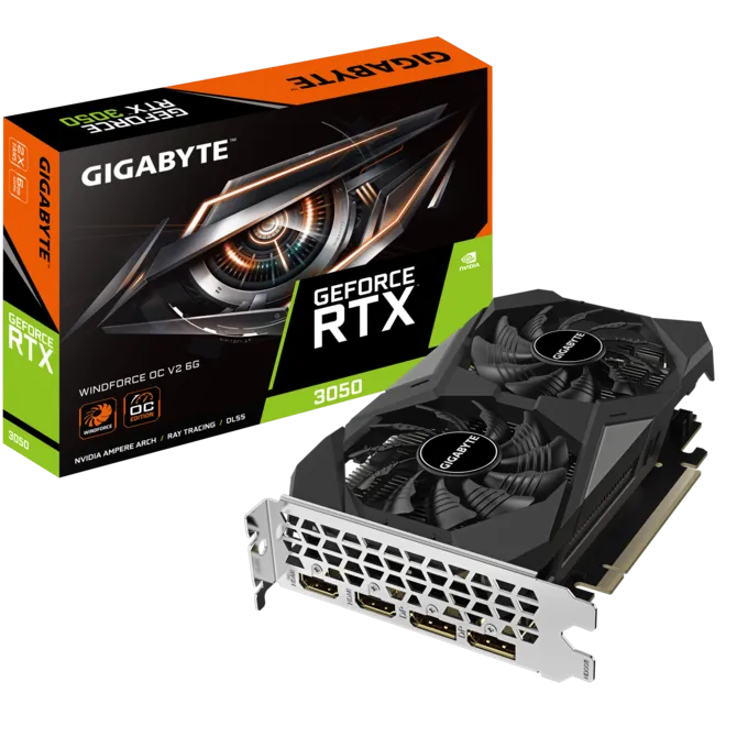 Gigabyte RTX 3050 Windforce OC V2 6GB Graphics Card - GV-N3050WF2OCV2-6GD