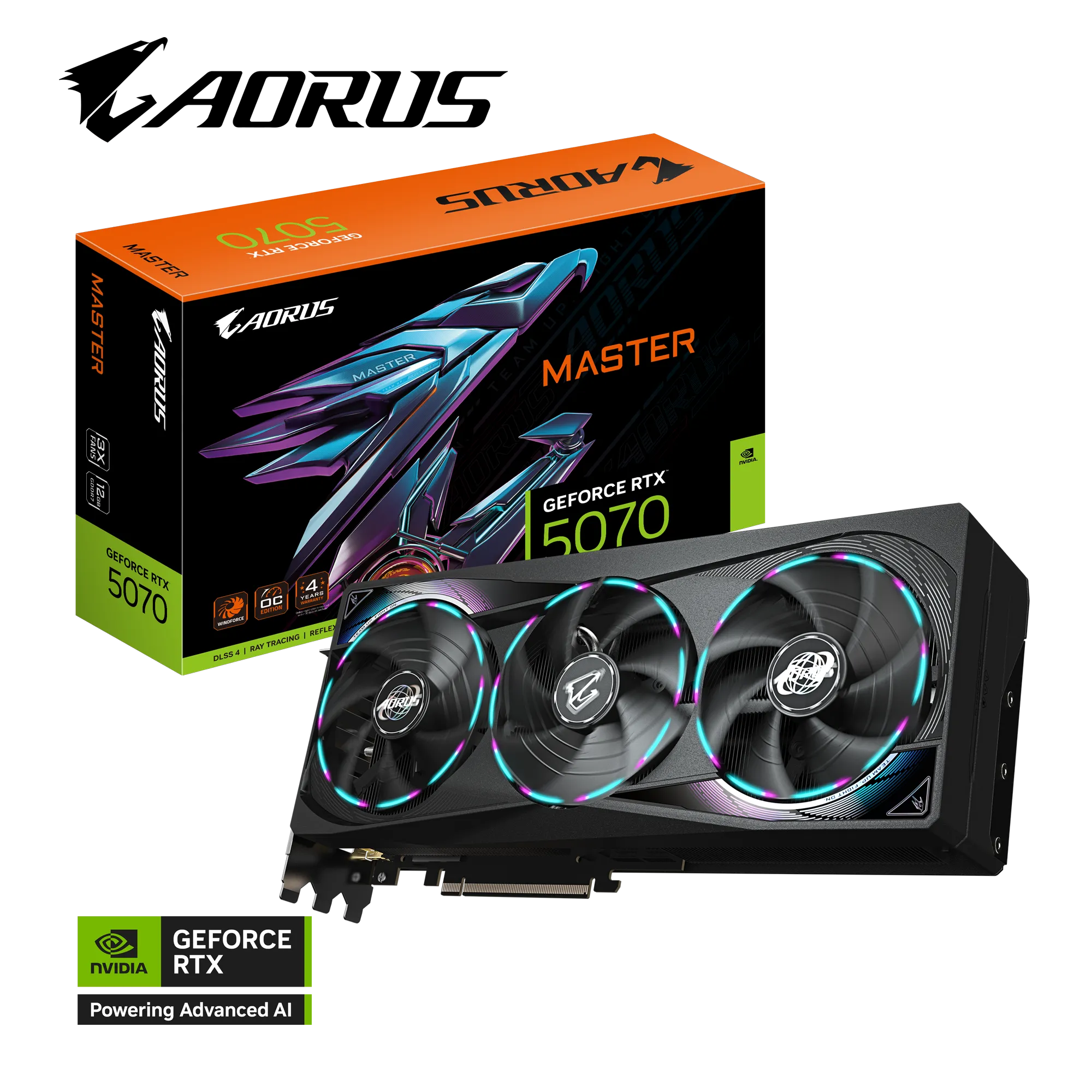 GIGABYTE AORUS GeForce RTX 5070 Master 12G Graphics Card 12GB 256-bit GDDR7 GV-N5070AORUS M-12GD