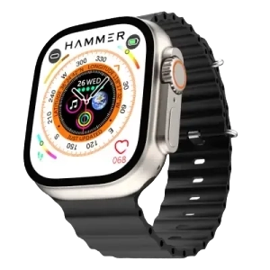 Hammer Ultra Classic, 2.01 inch Large Display BluetoothT Calling Smartwatch with 2 Straps, Black