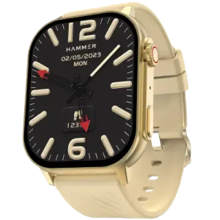 Hammer Arctic, Bluetooth Calling Smartwatch with 2.04 inch SUPER AMOLED Display, Champagne Gold