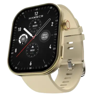 Hammer Tussle, Bluetooth Calling Smartwatch with 2.01 inch HD Display & Voice Assistant, Champagne Gold