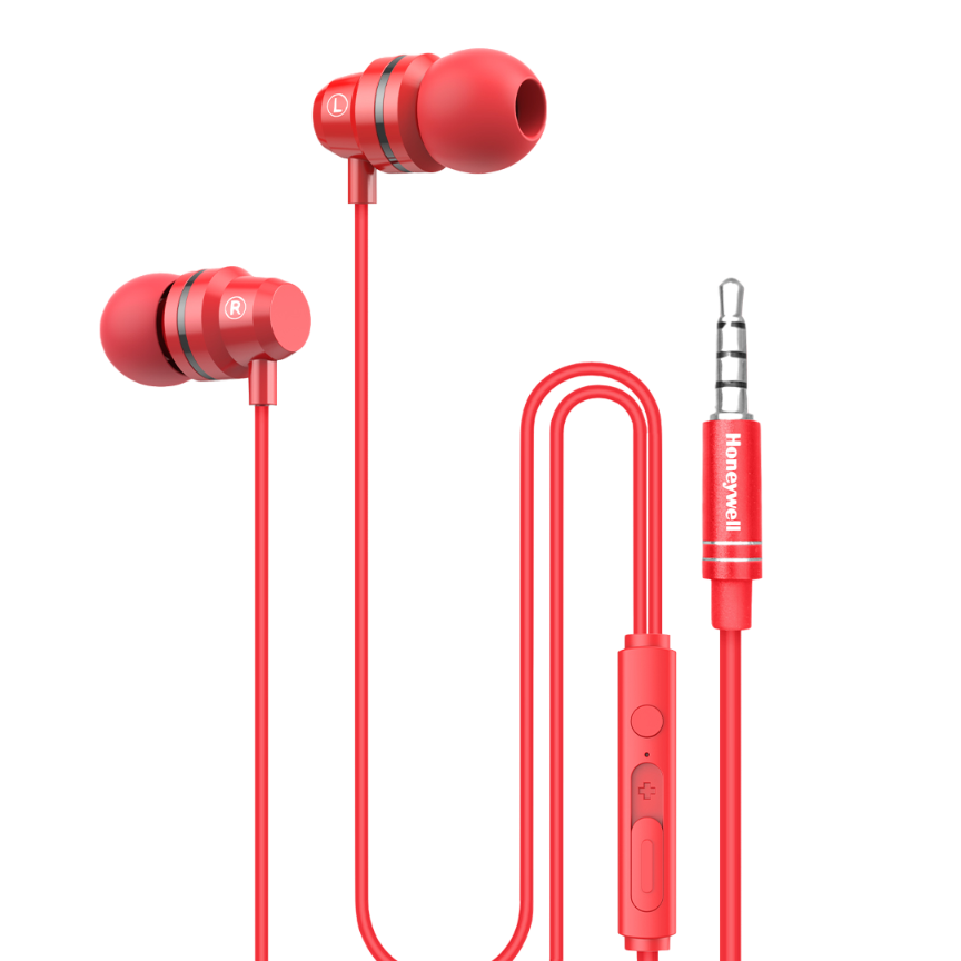 Honeywell Moxie V50 Wired Earphones-Red