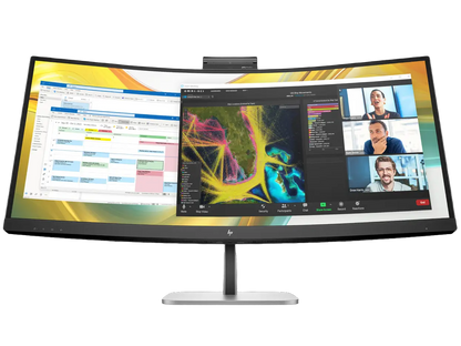 HP Series 5 Pro 34-inch WQHD Curved USB-C Conferencing Monitor (534pm) with Built-in Webcam, WQHD Display & Ergonomic Stand