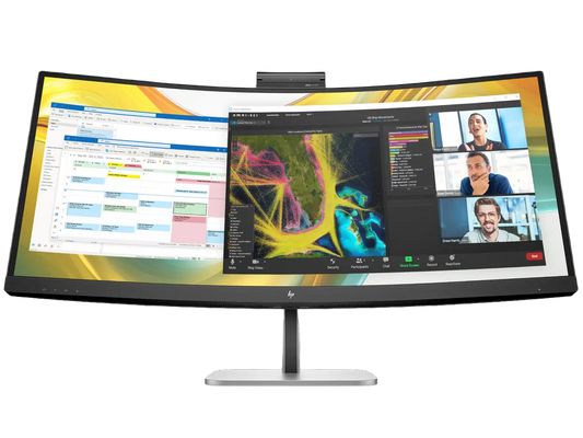HP Series 5 Pro 34-inch WQHD Curved USB-C Conferencing Monitor (534pm) with Built-in Webcam, WQHD Display & Ergonomic Stand