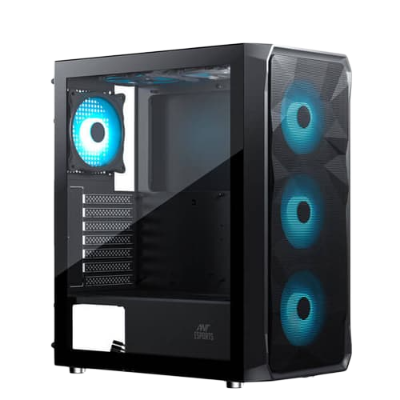 Ant Esports ICE-112 Auto RGB (ATX) Mid Tower Cabinet (Black)