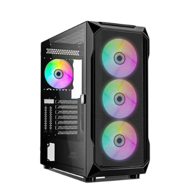 Ant Esports ICE-410TG ARGB (E-ATX) Mid Tower Cabinet (Black)
