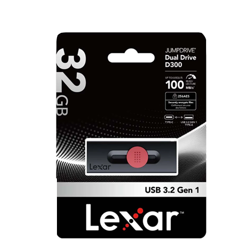 Lexar 128GB JD Dual Drive D300 USB 3.2 Gen1 Type-C Flash Drive - LJDD300128G-BNBNG