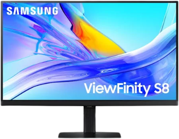 Samsung 92.7cm (37) 4K UHD ViewFinity S8 Monitor with USB-C port, LAN port, DP, Ergonomic Design