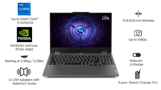 Lenovo LOQ Intel Core i5-13450HX 24GB 512GB 15.6FHD 6GB NVIDIA GeForce RTX 4050 Laptop GPU Windows11 MSO 83DV00L9IN