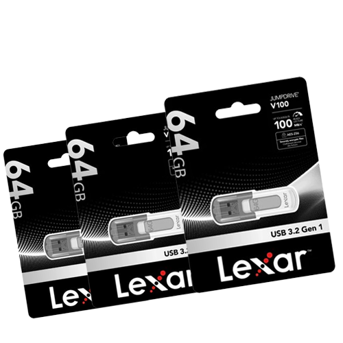 Lexar JD-V-100 JumpDrive V100 64 GB USB 3.0 Flash Drive - 3 PACK
