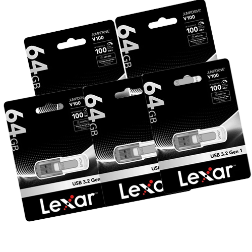 Lexar JD-V-100 JumpDrive V100 64 GB USB 3.0 Flash Drive - 5 PACK