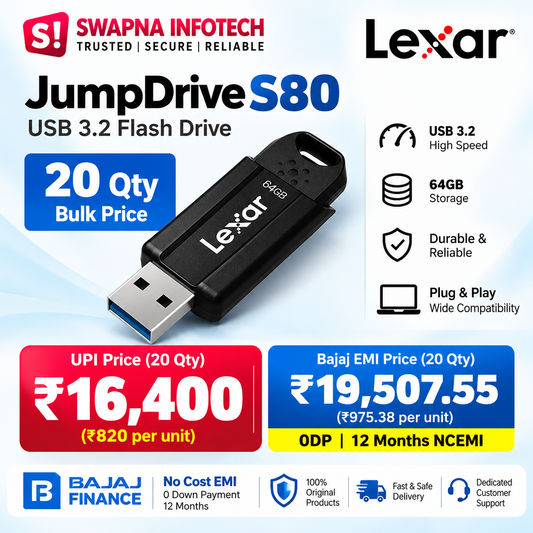 Lexar JumpDrive S80 USB 3.2 Gen 1 Flash Drive | Retractable USB Type-A Connector | Read Speed up to 150MB/s | 256-bit AES Encryption | Compatible with Windows PC and Mac | 3-Year Limited Warranty