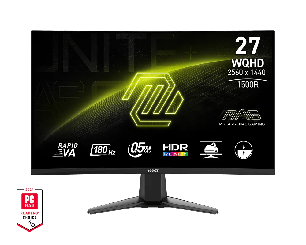 MSI MAG 27CQ6F | 27-inch WQHD 2560×1440 Rapid VA | 1500R Curved | 180Hz | 0.5ms GTG | AMD FreeSync | HDR Ready