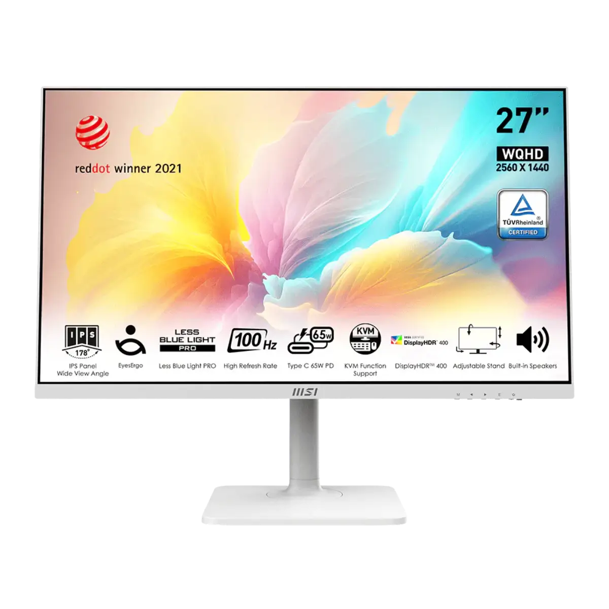 MSI Modern MD272QXPW | 27-inch WQHD 2560×1440 IPS | 100Hz | 1ms MPRT | HDR400 | USB-C 65W PD | KVM | Built-in Speakers
