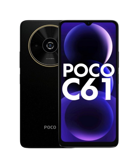 POCO C61, 4GB RAM, 64GB ROM, Diamond Dust Black, Smartphone