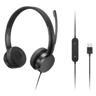 Lenovo USB-A Wired Stereo On-Ear Headset (with Control Box)