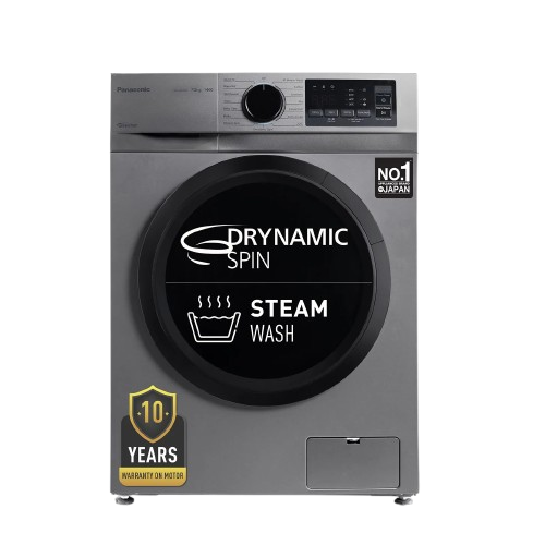 పానాసోనిక్ 7 కేజీ 5 స్టార్ ఫుల్లీ-ఆటోమేటిక్ ఫ్రంట్ లోడింగ్ వాషింగ్ మెషిన్ (NA-147MH2L01, డార్క్ సిల్వర్, డ్రైనమిక్ స్పిన్, స్టీమ్ కేర్, బేబీ కేర్)