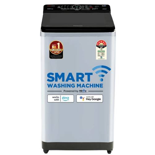 పానాసోనిక్ 7.5 కేజీ వైఫై అంతర్నిర్మిత హీటర్ పూర్తిగా ఆటోమేటిక్ టాప్ లోడింగ్ స్మార్ట్ వాషింగ్ మెషిన్ (NA-F75V10LRB, సిల్వర్, అలెక్సాకు అనుకూలమైనది)