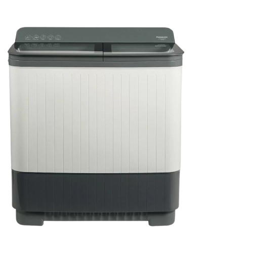 పానాసోనిక్ 10 కిలోల 5 స్టార్ సెమీ-ఆటోమేటిక్ గ్లాస్ లిడ్ టాప్ లోడింగ్ వాషింగ్ మెషిన్‌తో పవర్‌ఫుల్ మోటార్ (NA-W100H6HRB, గ్రే, యాక్టివ్ ఫోమ్ సిస్టమ్)