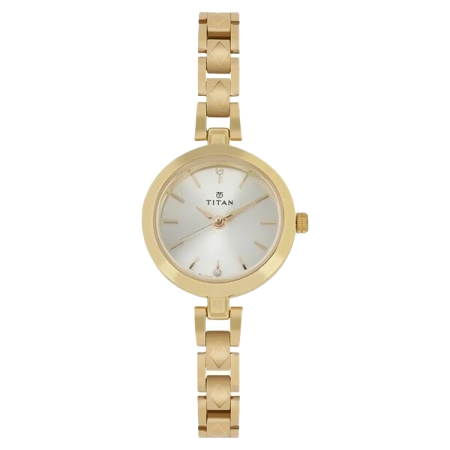 మహిళల కోసం టైటాన్ క్వార్ట్జ్ అనలాగ్ షాంపైన్ డయల్ స్టెయిన్‌లెస్ స్టీల్ స్ట్రాప్ వాచ్