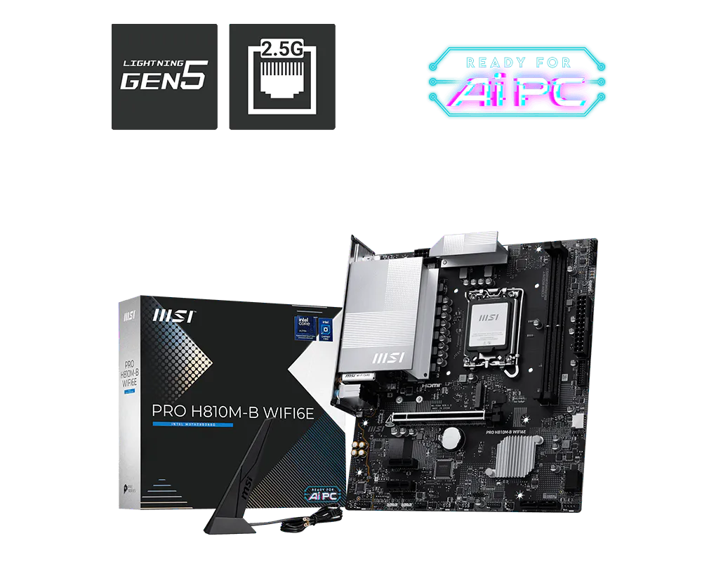 MSI Pro H810M-B WIFI6E M-ATX DDR5 Motherboard