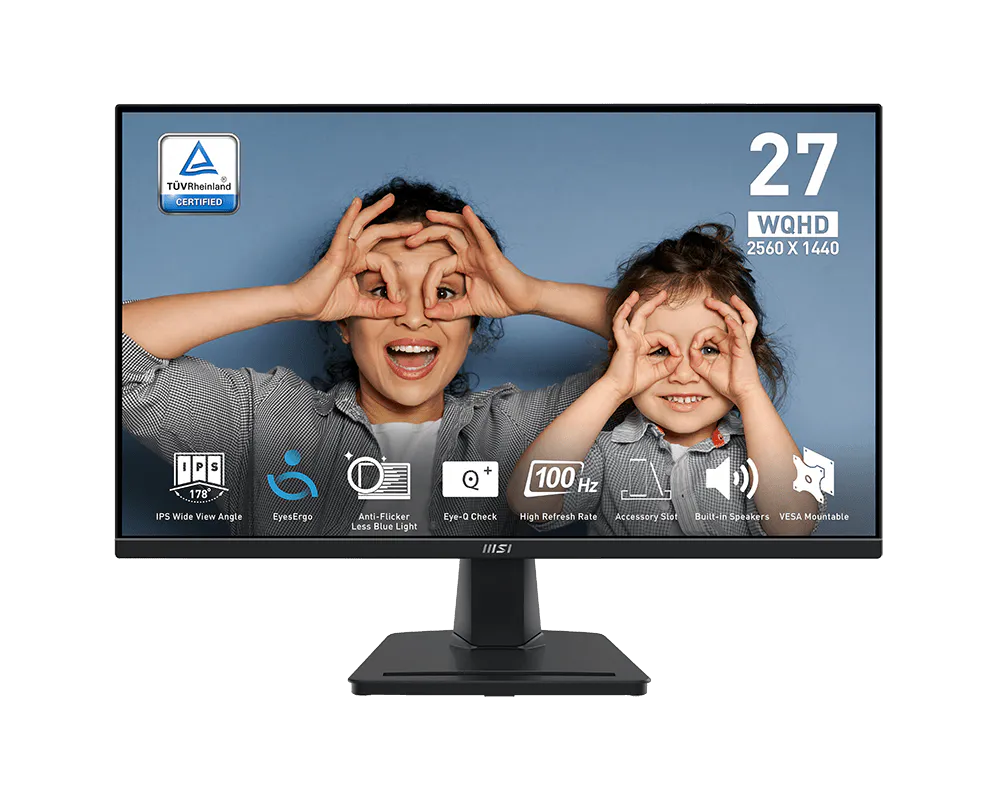 MSI PRO MP275Q | 27-inch WQHD 2560×1440 IPS | 100Hz | 1ms MPRT | HDR Ready | Adaptive-Sync | Built-in Speakers | HDMI | DisplayPort