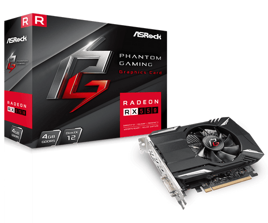 ASRock RX 550 Phantom Gaming 4GB Graphics Card PHANTOM-GAMING-RX550-4G