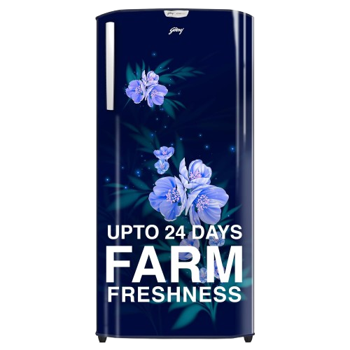 Godrej 180 L 5 Star Turbo Cooling Technology, 24 Days Farm Freshness Direct Cool Single Door Refrigerator (2024 Model, RD EDGENEO 207E THF MP BL, Maple Blue)