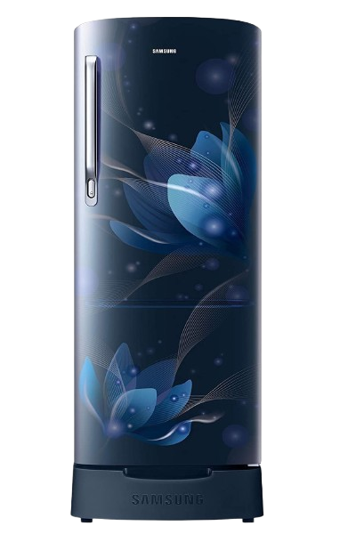 Samsung 183 L, 2 Star, Digital Inverter, Direct-Cool Single Door Refrigerator (RR20C1812U8/HL, Blooming Saffron Blue, Base Stand Drawer, 2023 Model)