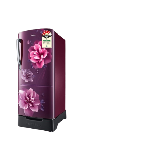 Samsung 183 L, 4 Star, Digital Inverter, Direct-Cool Single Door Refrigerator (RR20C1824CR/HL, Red, Camellia Purple, Base Stand Drawer, 2024 Model)