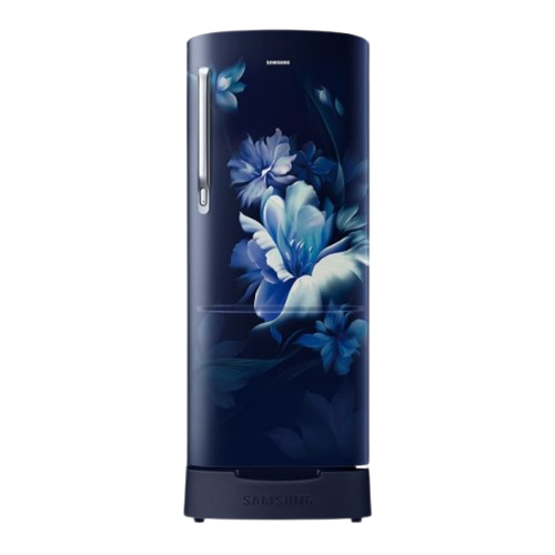 Samsung 183 L, 3 Star, Digital Inverter, Direct-Cool Single Door Refrigerator (RR20D1823UZ/HL, Midnight Blossom Blue, Base Stand Drawer)