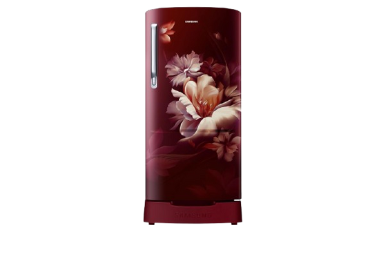 Samsung 183 L, 3 Star, Digital Inverter, Direct-Cool Single Door Refrigerator (RR20D2823RZ/NL, Midnight Blossom Red, Base Stand Drawer)