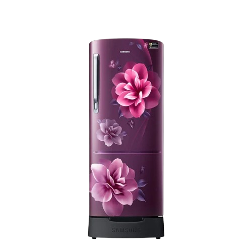 Samsung 183 L, 5 Star, Digital Inverter, Direct-Cool Single Door Refrigerator (RR20D2825CR/NL, Red, Camellia Purple, Base Stand Drawer)