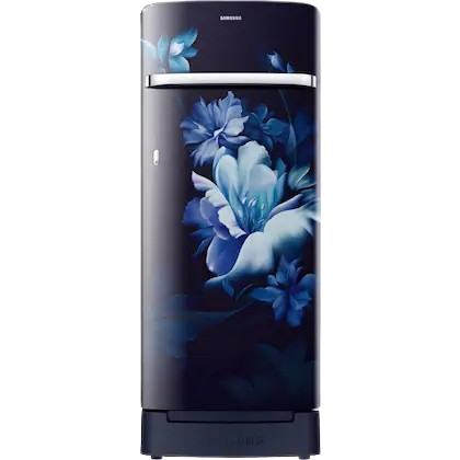 Samsung 215 L, 4 Star, Digital Inverter, Direct-Cool Single Door Refrigerator (RR23D2H34UZ/HL, Midnight Blossom Blue, Base Stand Drawer)