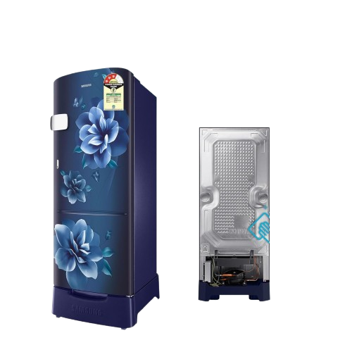 Samsung 223 L, 3 Star, Digital Inverter, Direct-Cool Single Door Refrigerator (RR24D2Z23CU/NL, Camellia Blue, Base Stand Drawer, 2024 Model)