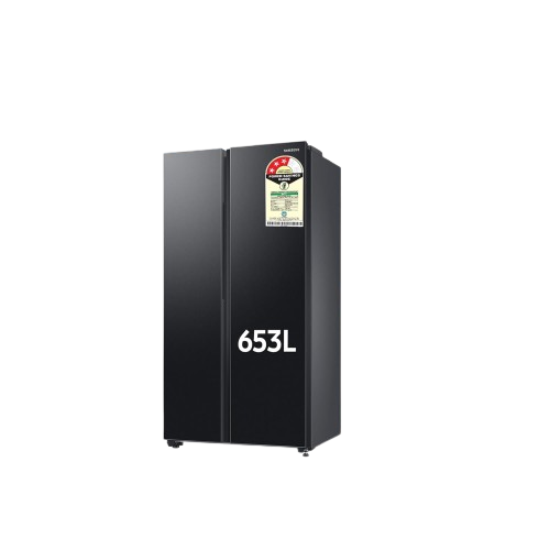 Samsung 653 L, 3 Star, Frost Free, Double Door, Convertible 5-in-1 Digital Inverter, Side By Side AI Enabled Smart Refrigerator with WiFi (RS76CG8003B1HL, Black Matt, 2024 Model)