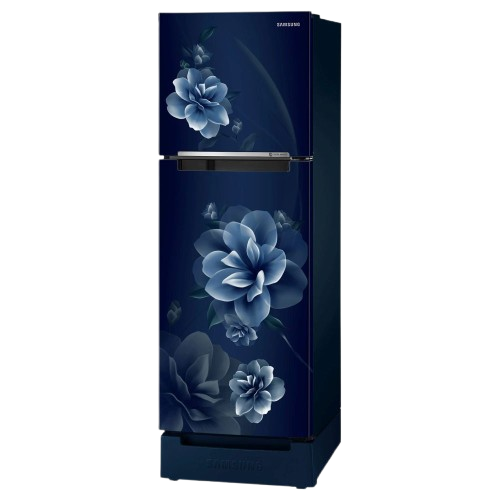 Samsung 236L 2 Star Inverter Frost-Free Double Door Refrigerator Appliance (RT28C3122CU/HL,Camellia Blue), Base Stand Drawer 2023 Model