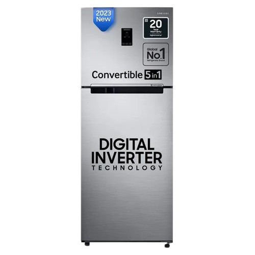 Samsung 363 L, 3 Star, Convertible 5-in-1, Digital Inverter with Display, Frost Free Double Door Refrigerator (RT39C553ES8/HL, Silver, Elegant Inox, 2023 Model)