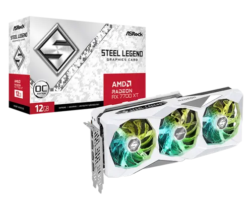 ASRock Radeon RX 7700 XT स्टील लीजेंड 12GB OC ग्राफिक्स कार्ड 
