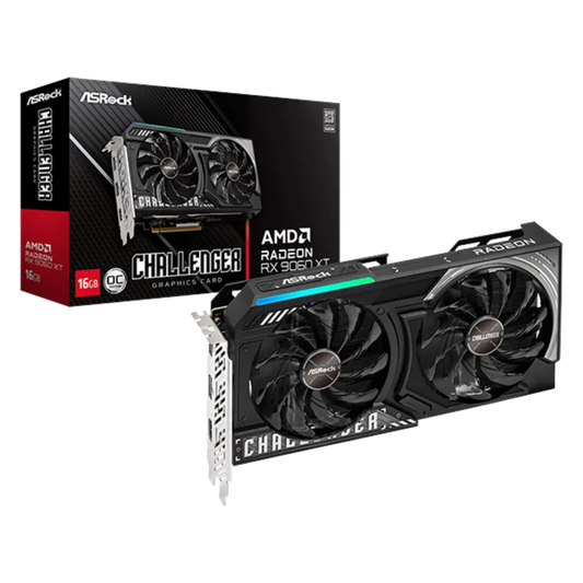 ASRock Radeon RX 9060 XT Challenger 16GB OC GDDR6 Graphics Card