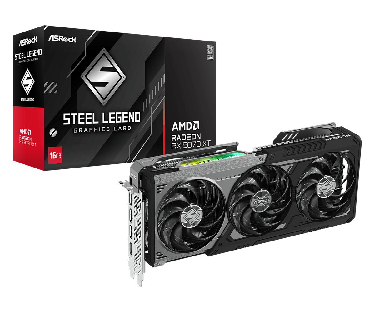 AsRock AMD Radeon RX 9070 XT Steel Legend Dark 16GB RX9070XT SLD 16G