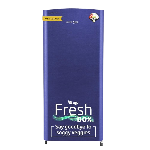 Voltas Beko, A Tata Product 183 L 2 Star Direct Cool Single Door Refrigerator (2024 Model, RDC215D/S0XER0M0000GO, Hairline Blue, With Fresh Box Technology and Chiller Zone)