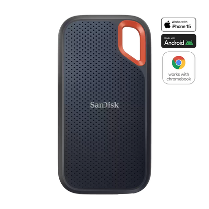 SanDisk E61 Extreme 1TB Portable SSD | USB 3.2 Gen 2 | Up to 1050MB/s Read | Up to 1000MB/s Write | IP65 Water & Dust Resistant | 3m Drop Protection