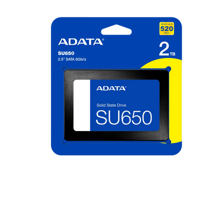 ADATA Ultimate SU650 2TB SSD | 2.5-inch | SATA 6Gb/s | 3D NAND | Up to 520MB/s Read | Up to 450MB/s Write