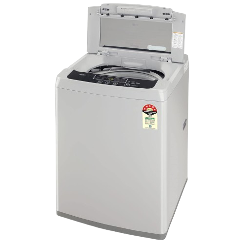 LG 8Kg టాప్ లోడ్ వాషింగ్ మెషిన్, స్మార్ట్ ఇన్వర్టర్ మోటార్, మిడిల్ ఫ్రీ సిల్వర్