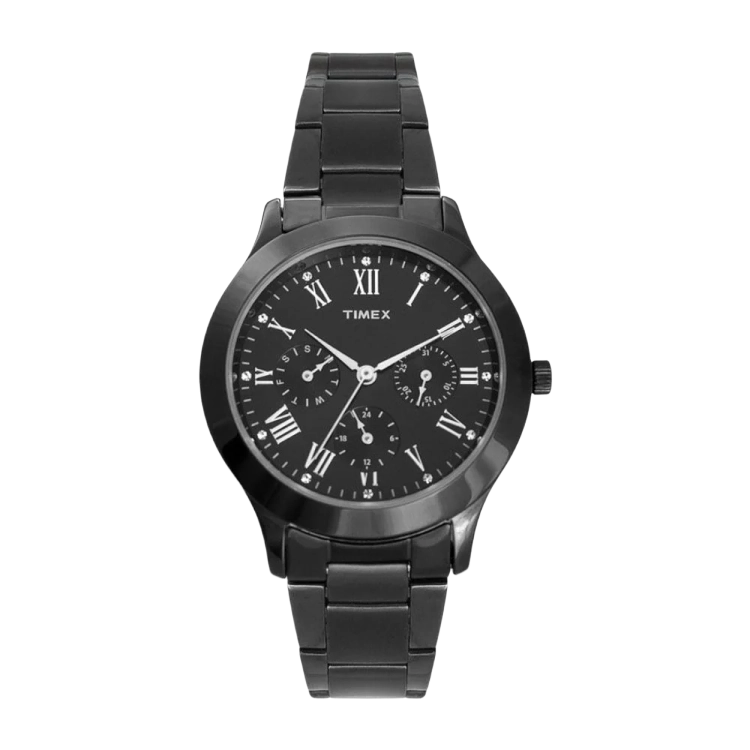 Timex Fashion Women's Black Dial Round Case Multifunction Function Watch -TW000Q809