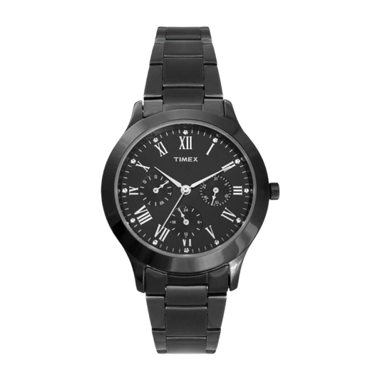 Timex Fashion Women's Black Dial Round Case Multifunction Function Watch -TW000Q809