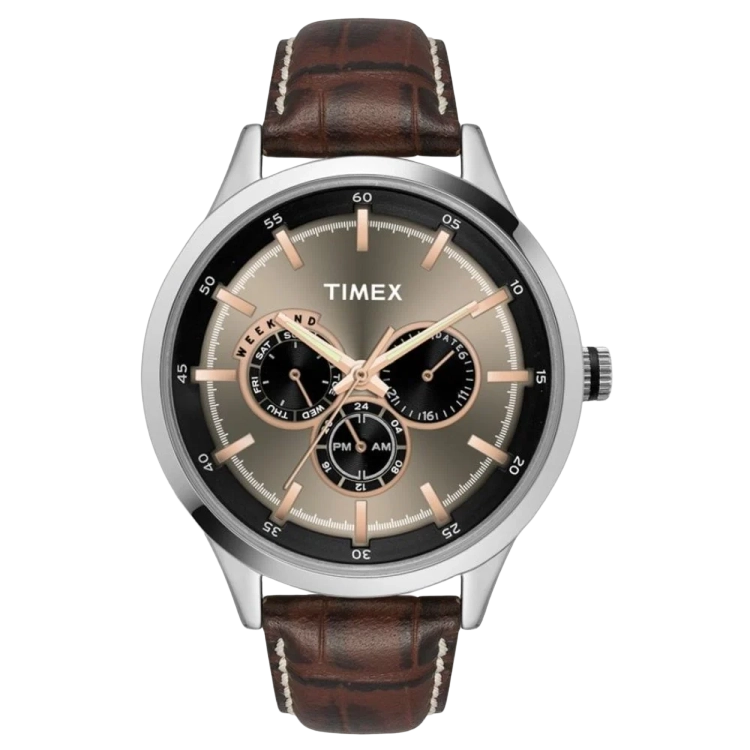 Timex Fashion Men's Grey Dial Round Case Multifunction Function Watch -TW000T309